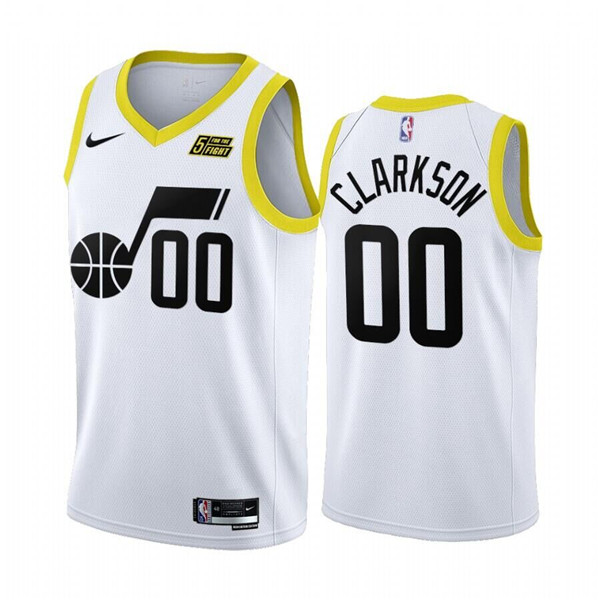 Men's Utah Jazz #00 Jordan Clarkson 2022/23 White Association Edition Stitched Basketball Jersey